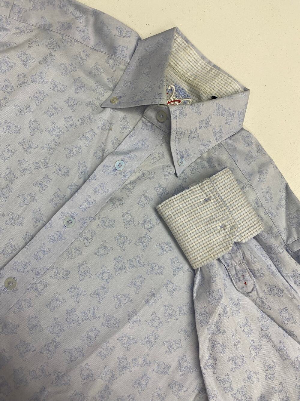 Robert Graham buddha all-over graphic plaid flip cuff button up dress shirt M